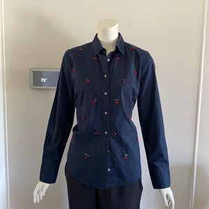 Jcrew navy shirt with cherry designs